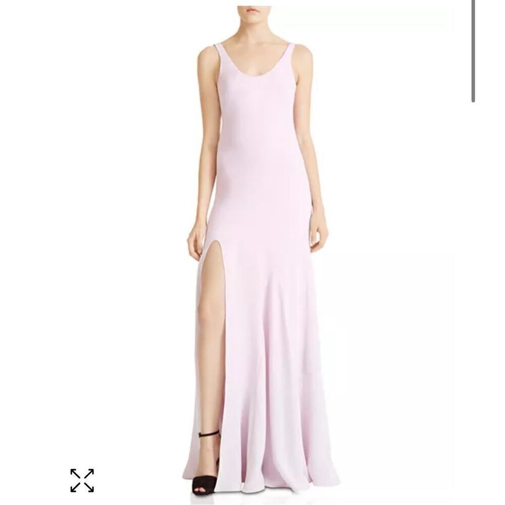 NEW Halston Heritage Side-Slit Flounce Gown Hushed Vio‎ Purple Dress Maxi NWT 0